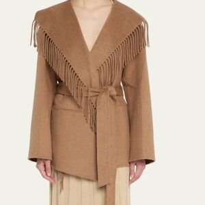 NEW SIMKHAI Fringe Belted Wool-Blend Jacket
